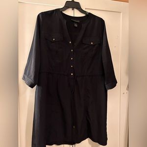 Lane Bryant black 18/20 dress. Buttons and draw string to pull waist in.